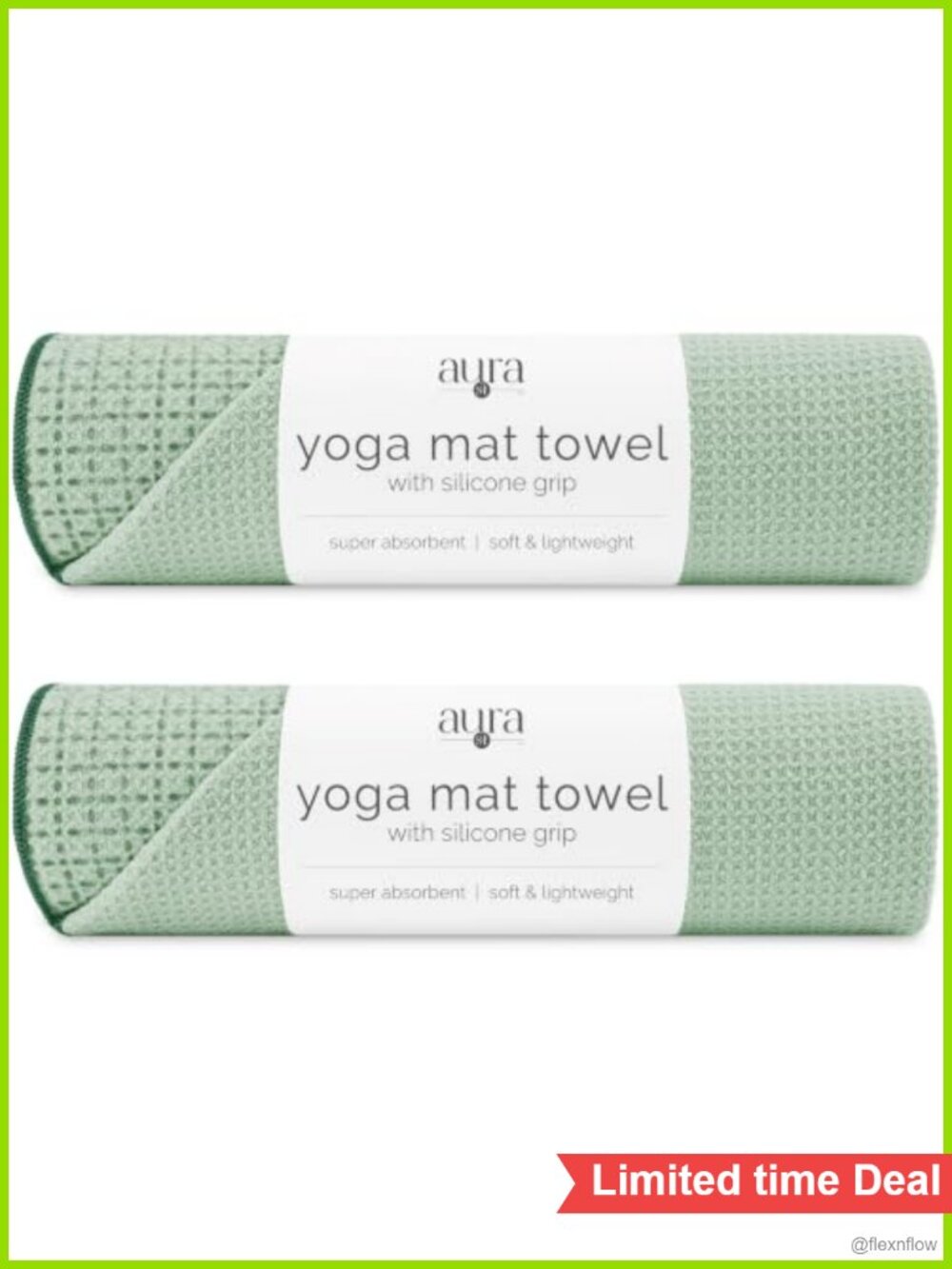 2 Pack Microfiber Yoga Mat Towel with Silicone Grip 24 x 72